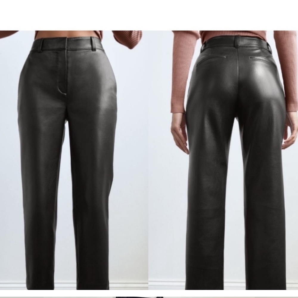 Babaton Aritzia faux leather straight leg baggy pants size 8